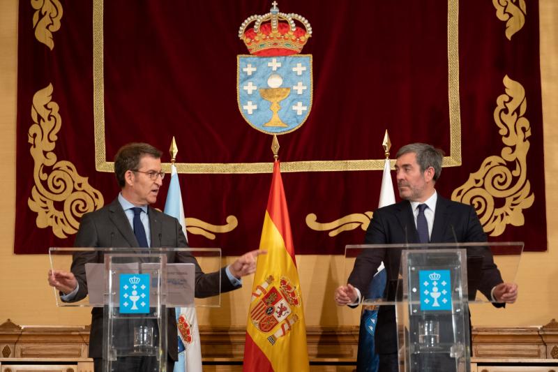 El titular de la Xunta recibió esta mañana al presidente del Gobierno de Canarias, Fernando Clavijo Batlle