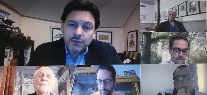 Imaxe da videoconferencia do secretario xeral da Emigración cos representantes das entidades galegas en Venezuela