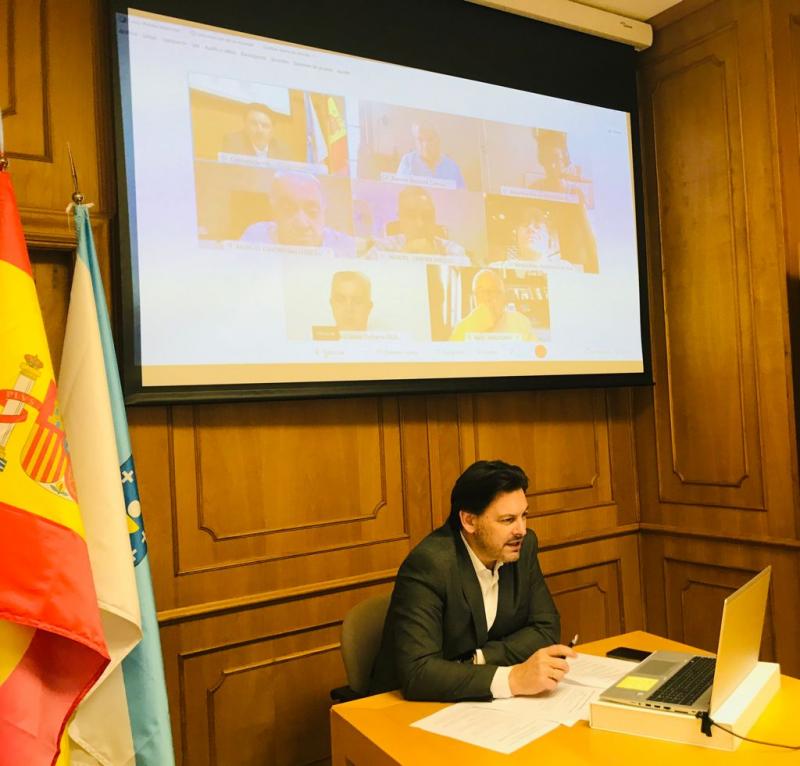 O secretario xeral da Emigración, durante a videoconferencia cos e coas representantes das entidades galegas na Arxentina