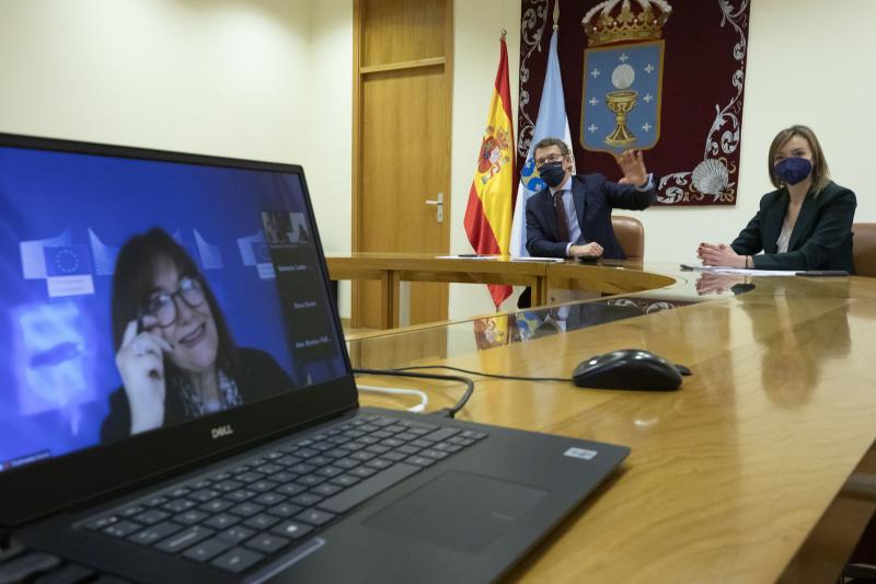 El presidente de la Xunta mantuvo una reunión por videoconferencia con la vicepresidenta para la Democracia y la Demografía, Dubravka Šuica