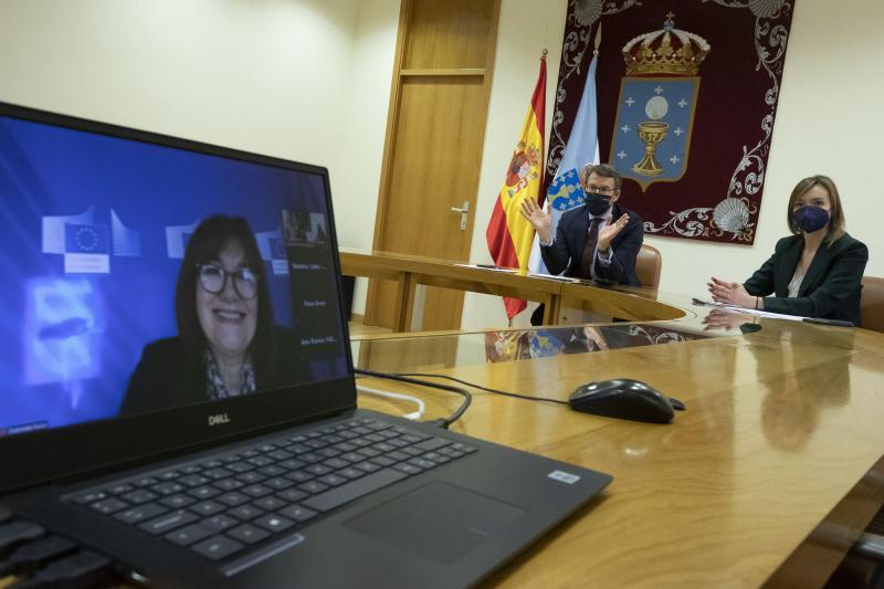 El presidente de la Xunta mantuvo una reunión por videoconferencia con la vicepresidenta para la Democracia y la Demografía, Dubravka Šuica