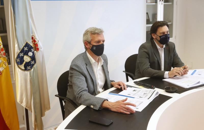 Imagen, en la capital de Galicia, de la reunión de la Comisión Delegada del CCG celebrada esta tarde de forma telemática