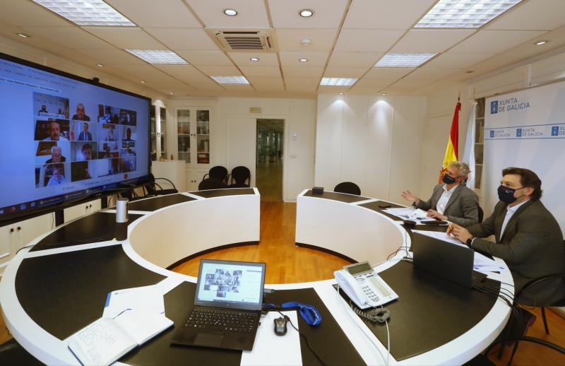 Imagen, en la capital de Galicia, de la reunión de la Comisión Delegada del CCG celebrada esta tarde de forma telemática