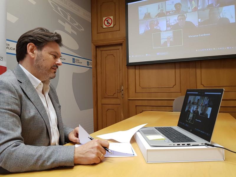 Imagen de la videoconferencia de hoy entre las autoridades de Galicia y de la Córdoba argentina