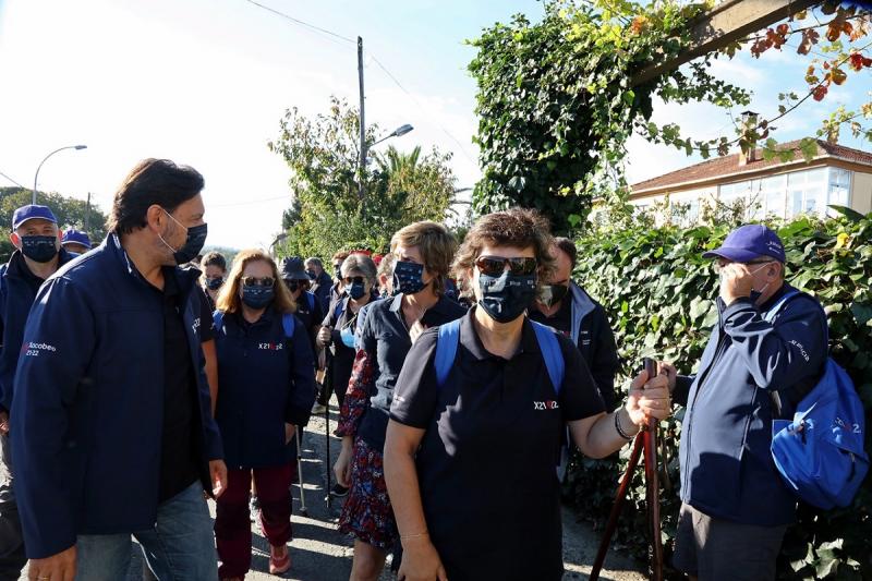 Imagen de esta mañana con el grupo del Conecta co Xacobeo que está recorriendo la Vía de la Plata