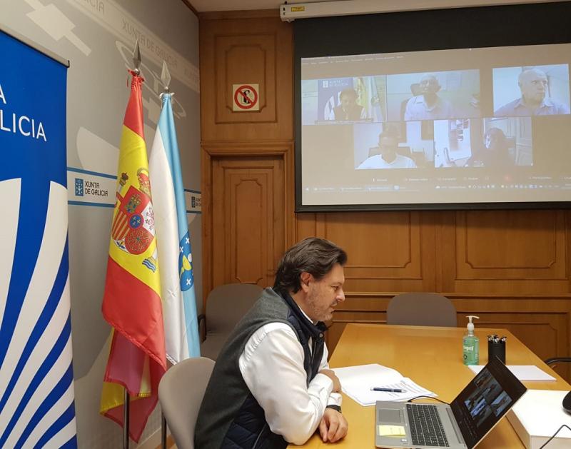 El secretario xeral da Emigración, durante la videoconferencia con los representantes de las entidades gallegas en Venezuela