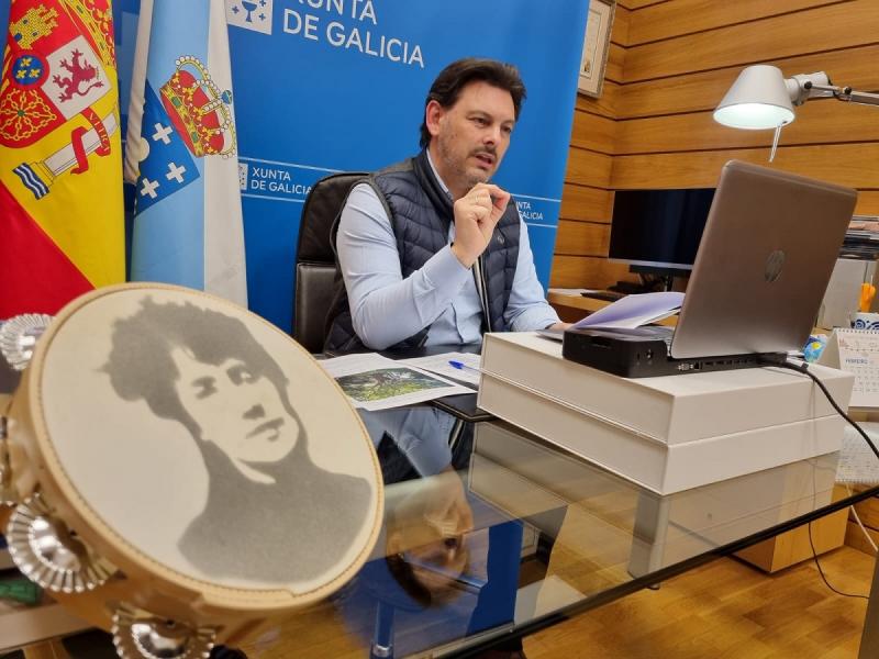Antonio Rodríguez Miranda, durante la videoconferencia en la que anunció la fecha de la celebración del VI Día de la Galicia Exterior