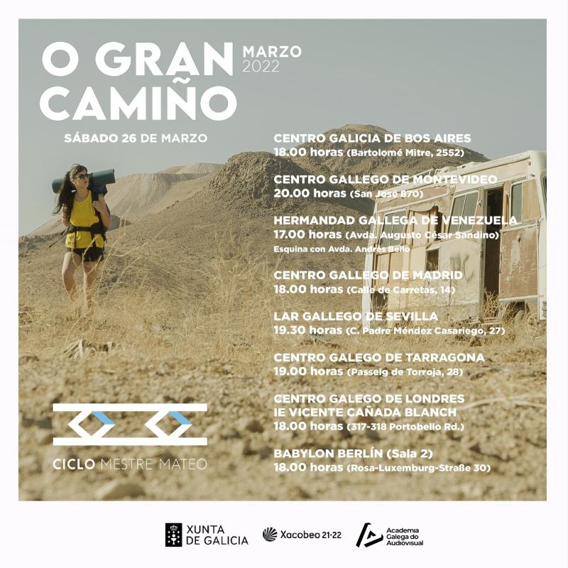 'O Gran Camiño' proxectarase o vindeiro sábado, 26 de marzo, en oito cidades de España, Europa e América