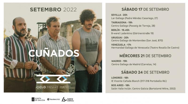 'Cuñados' é o filme protagonista de setembro dentro do Ciclo Mestre Mateo nas entidades galegas do exterior