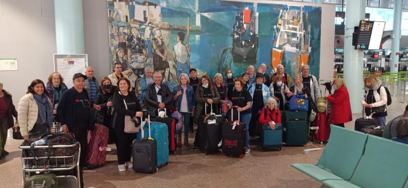 Imagen de la llegada de las y los participantes procedentes de Argentina