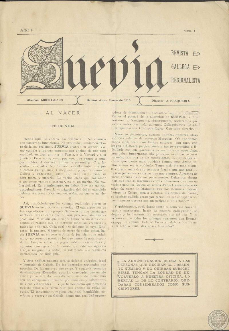 Suevia. Revista Gallega Regionalista (Bos Aires, 1913)