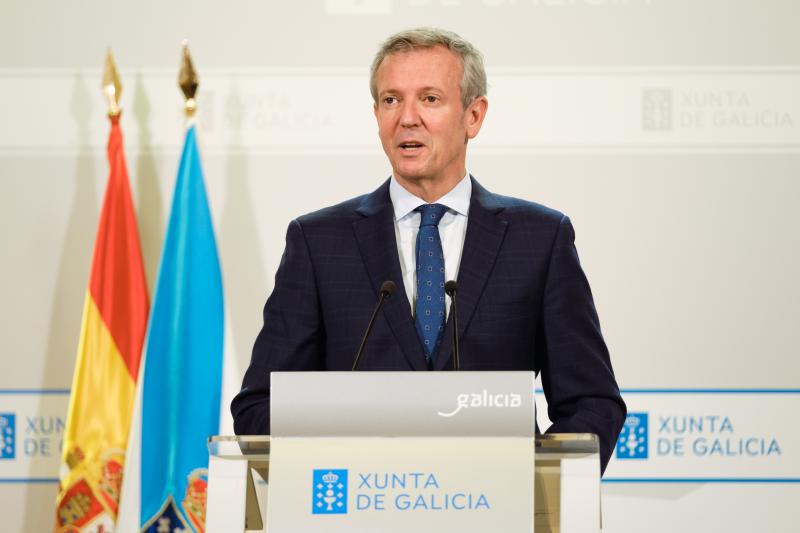 O presidente da Xunta de Galicia, Alfonso Rueda, na rolda de prensa posterior ao Consello O presidente da Xunta de Galicia, Alfonso Rueda, na rolda de prensa posterior ao Consello