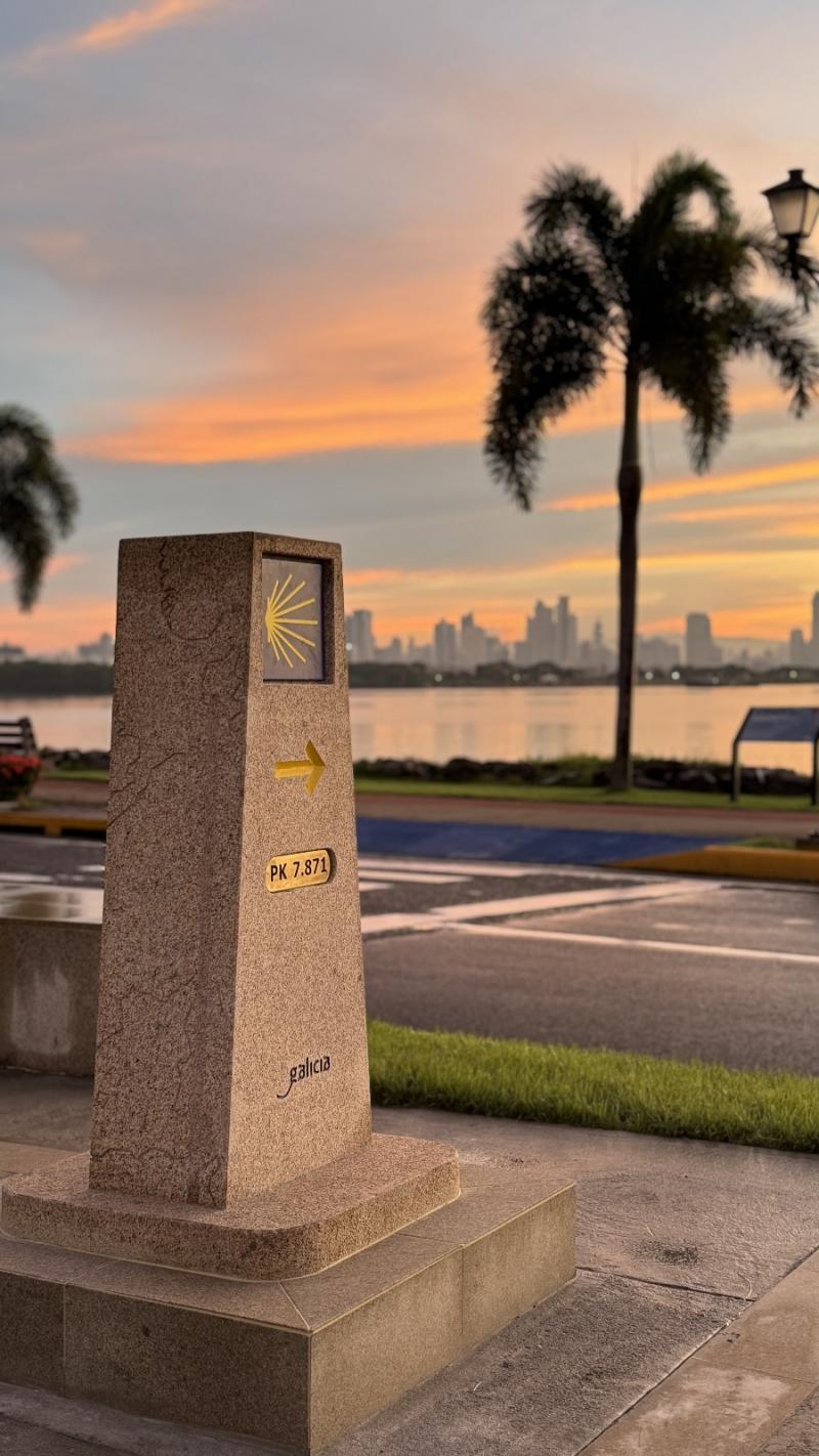 Miranda inaugura en Panamá, xunto ó Monumento dos Galegos que construiron o Canal, unha mouteira do Camiño de Santiago: “Como eles uniron dous océanos, o Camiño de Santiago une civilizacións”