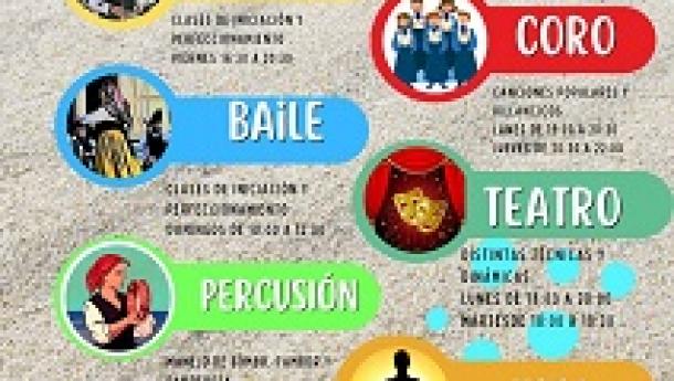 Clases 2023-2024 de gaita e percusión e baile tradicional galego da Asociación Galega Corredor do Henares