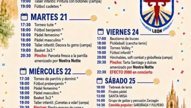 Festas do Santiago Apóstolo 2026 na Casa de Galicia en León.