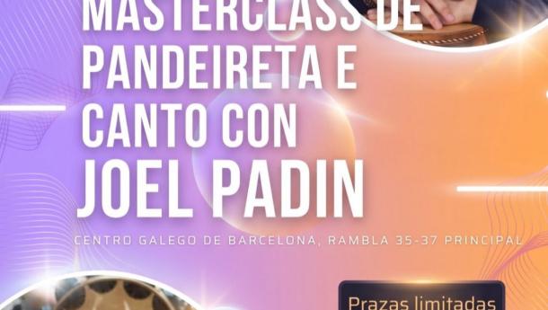 Clase mestra de pandeireta e canto con Joel Padín no Centro Galego de Barcelona.
