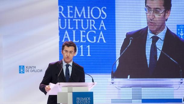 El titular de la Xunta durante el acto de entrega de los Premios da Cultura Gale