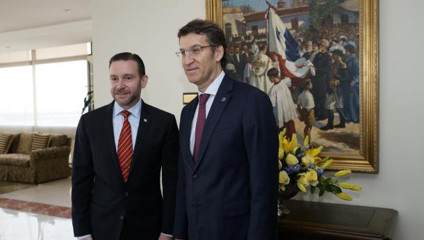Feijóo e o ministro de Exteriores de Panamá abren a posibilidade de que as pemes galegas se instalen neste país para poder incrementar a súa capacidade exportadora no continente americano
